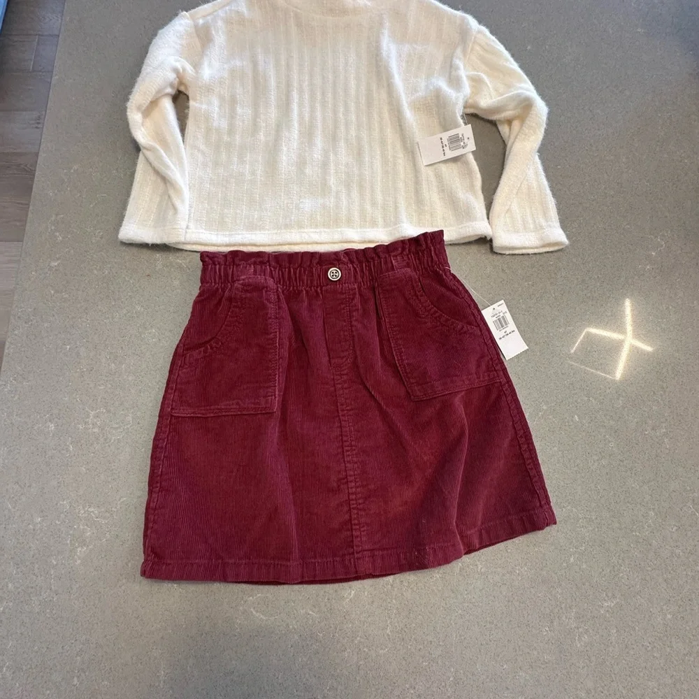 NWT- Old Navy 4T Cream Sweater and Burgundy Skirt Set